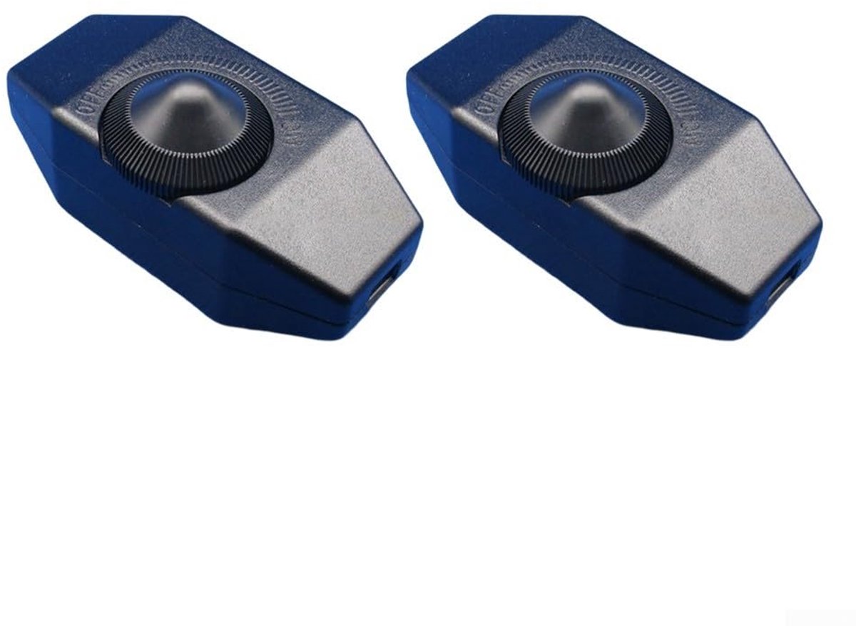 Dimmer Schakelaar - Lichtregelaar - Verstelbaar Licht - Twee Stuks Set - 5x5x3 cm - Zwart