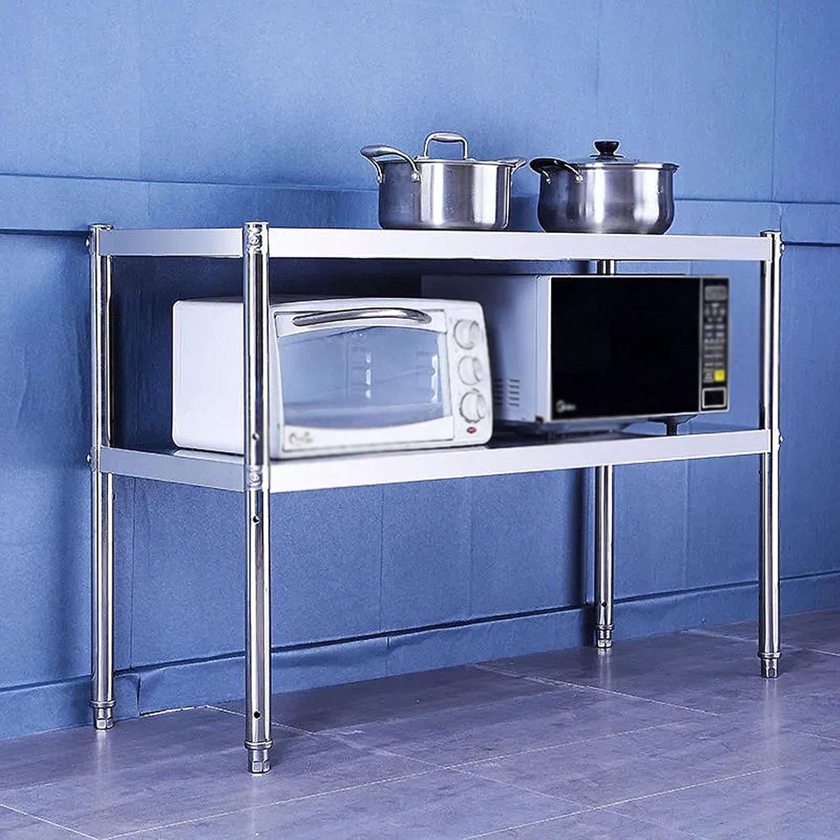 Keuken Werktafel - RVS Tafel - Voedselbereiding - Verstelbare Benen - 100x40cm - Zilver