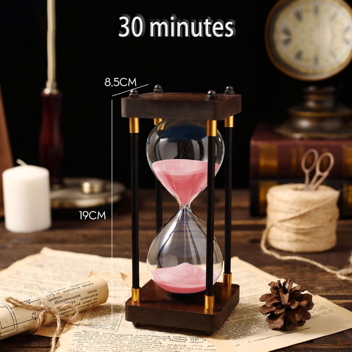Zandloper Timer - Zandklok Tijdmeting - Tijdmanagement Keuken - Decoratief Houten Frame - 30 Minuten - Silty Sand