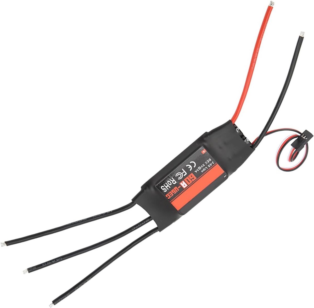 Borstelloze ESC - Afstandsbediening Controller - RC Vliegtuig - Hoge Prestaties - 60A Continustroom - Zwart