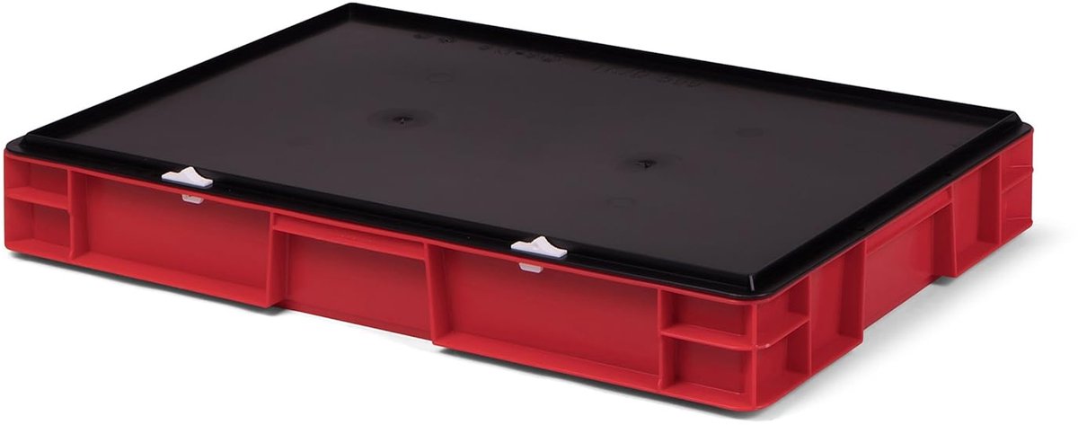 Transportbox afsluitbaar - Opbergkrat - Veilig opbergen - Stapelbaar ontwerp - 60x40x9 cm - Rood