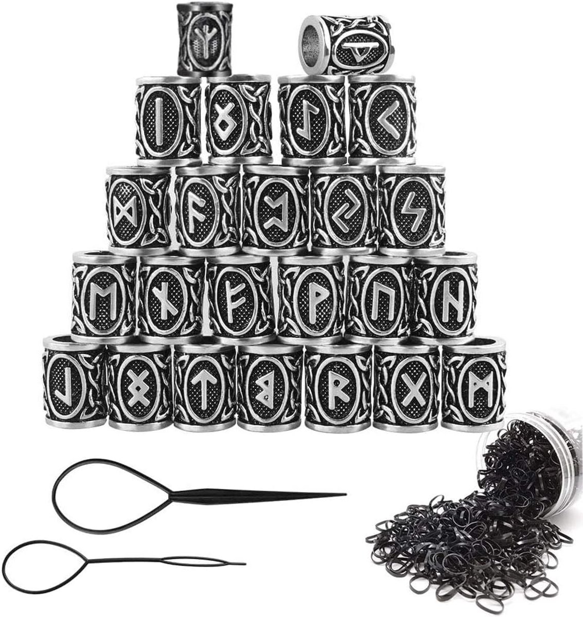Viking Baard Kralen - Sieraden Accessoires - Haar en Baard Styling - 24 Stuks Inclusief Hulpmiddelen
