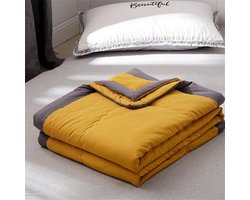 Gewatteerde Sprei - Dekbed Beddengoed - Multifunctioneel Gebruik - Omkeerbaar Ontwerp - 200 x 220 cm - Geel