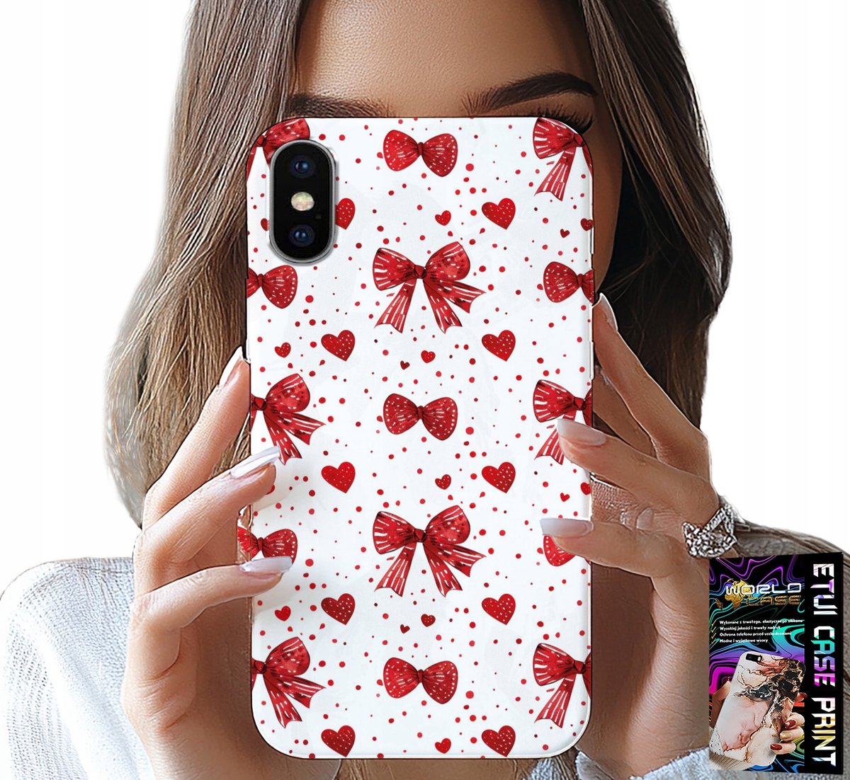 iPhone X / XS hoesje - Rode linten, modieuze lintpatronen