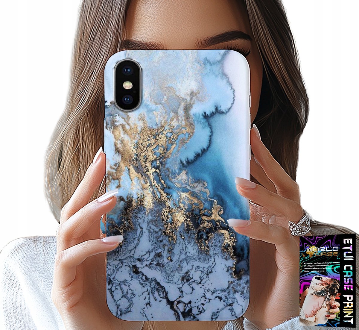 HOESJE VOOR IPHONE XS MAX - MARMERPATROON VOOR DAMES + GLAS