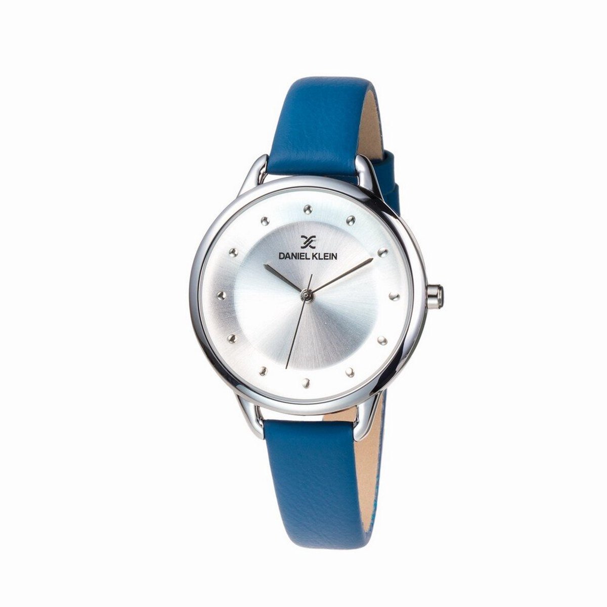 Daniel Klein DK11799-7 - Horloge - Analoog - Dames - Vrouwen - leren band - rond - Blauw - Zilverkleurig