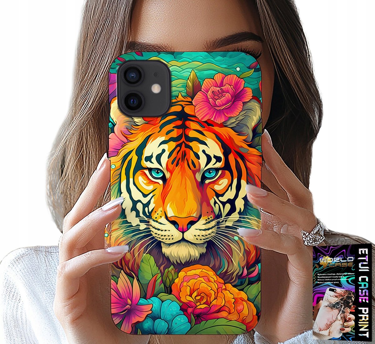 HOESJE VOOR IPHONE 12 MINI - DIERENPATROON TIJGERHOESJE