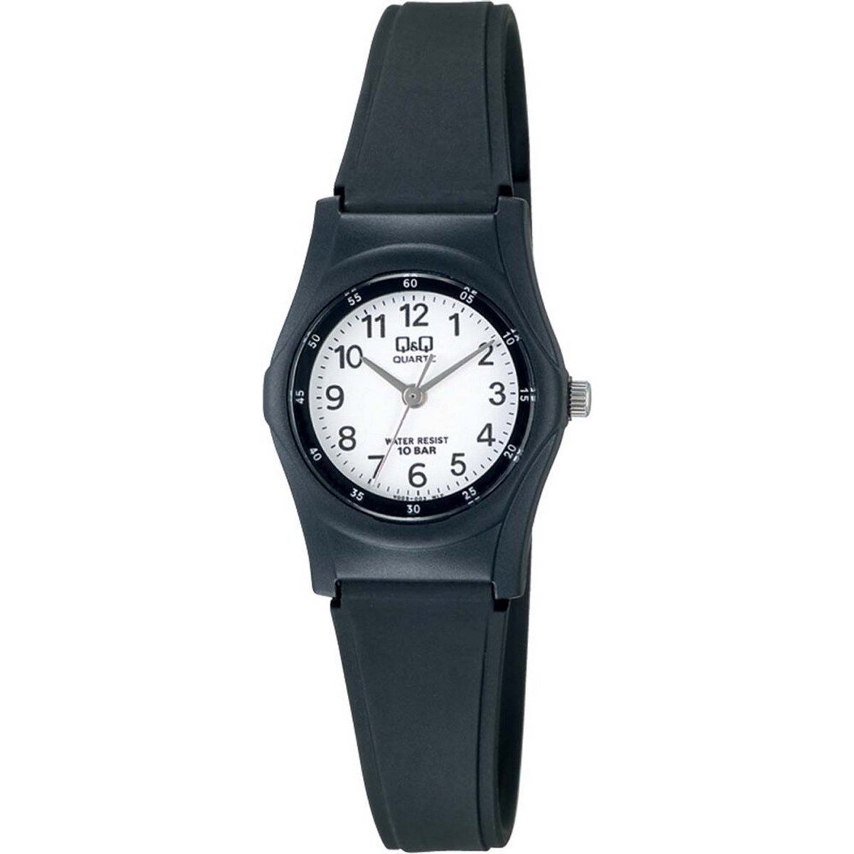 QQ VQ05J003Y - Horloge - Sport - Analoog - Dames - Vrouwen - Plastic band - Rond - Cijfers - Kunststof - Zwart - Wit