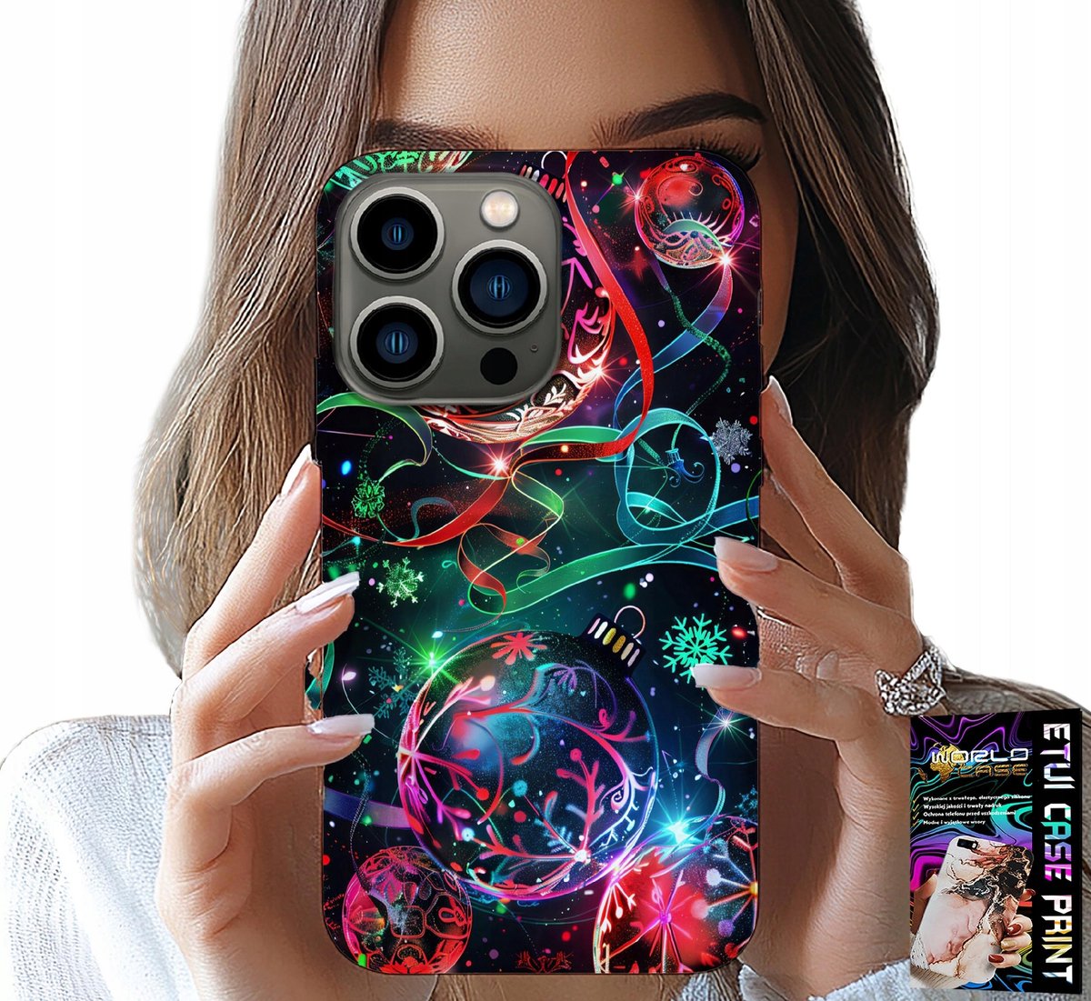 HOESJE VOOR IPHONE 14 PRO MAX - KERSTBALLEN, KERSTBOOM, HOESJE + FOLIE