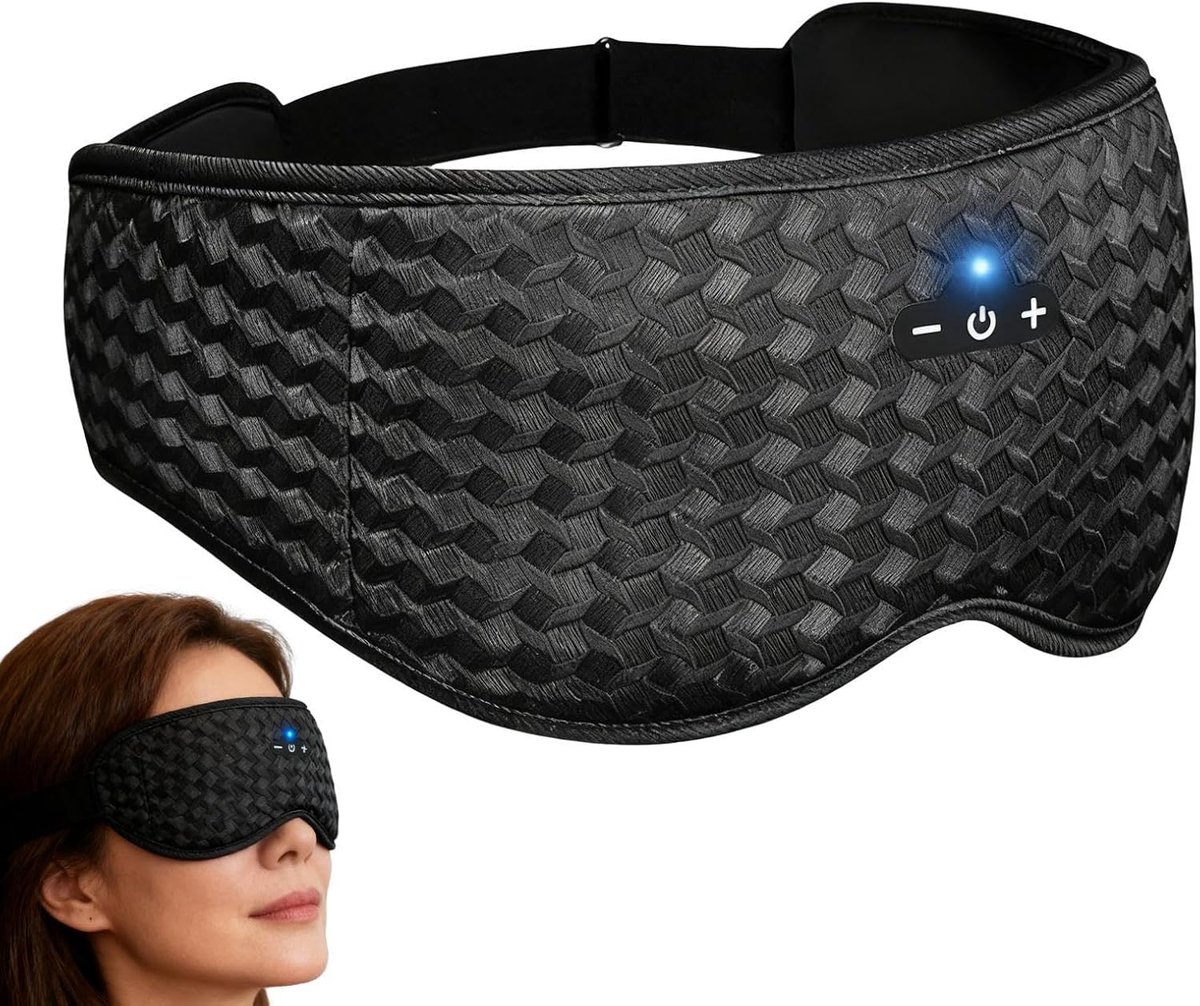 Slaaphoofdtelefoon - Muziek Oogmasker - Verbeterde Rust - Ademend Mesh - 23 x 10 cm - Zwart