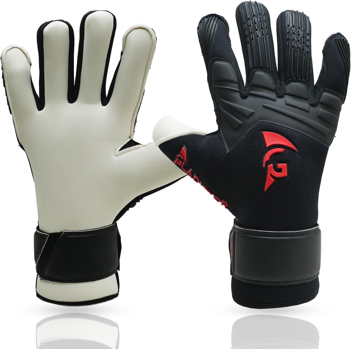 Keepershandschoenen - Doelman handschoenen - Wedstrijd voetbal - 4mm G-tec latex - Maat 7 - Rood Wit Zwart