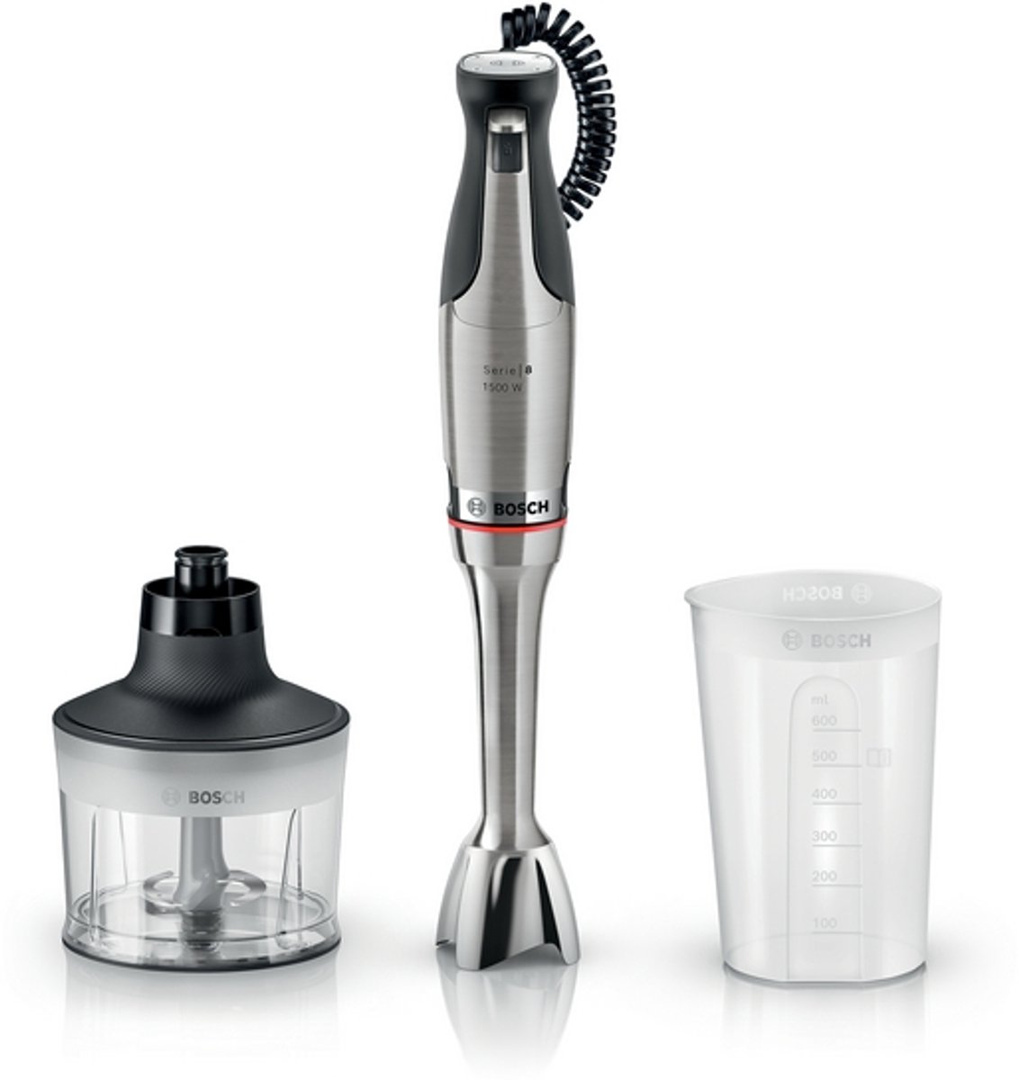 Bosch MSM8M930 ErgoMaster Serie 8 - Staafmixer 1500W – RVS - Inclusief maatbeker en hakmolen