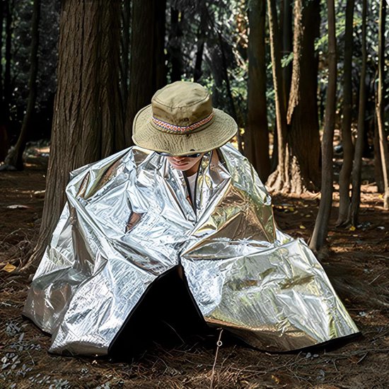 Camping Slaapmat - Isolatiemat Picknickmat - Buiten Slapen Kamperen - Dubbelzijdig Waterdicht - 200x180 cm - Zilver van Camping — afbeelding 4