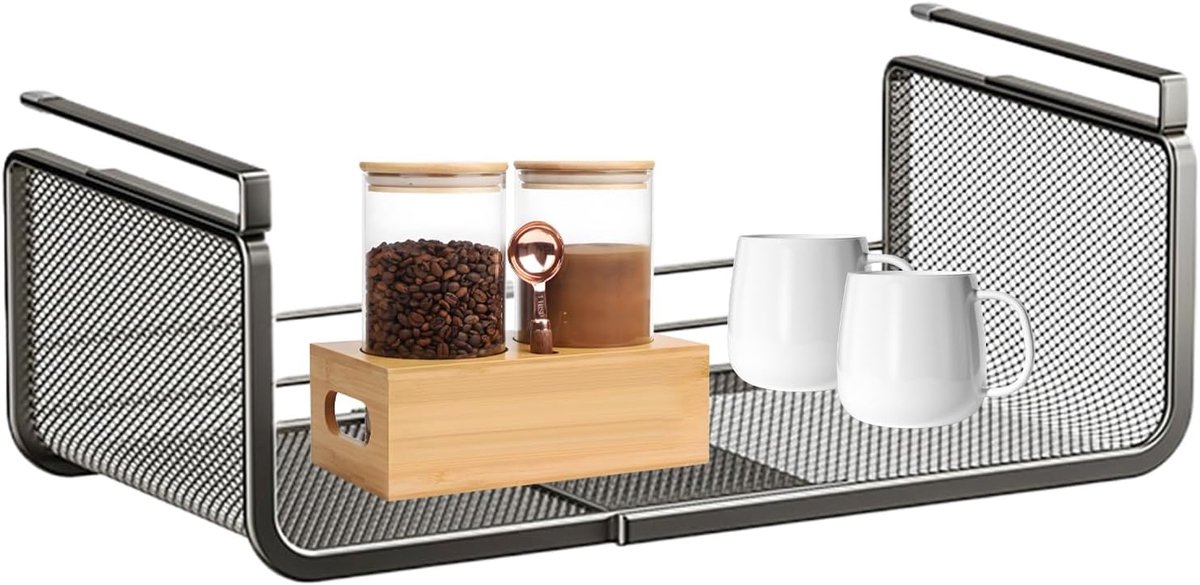 Opbergmand Kast - Keuken Organizer - Ruimte Besparen - Uittrekbaar Design - 40x24x19 cm - Zwart