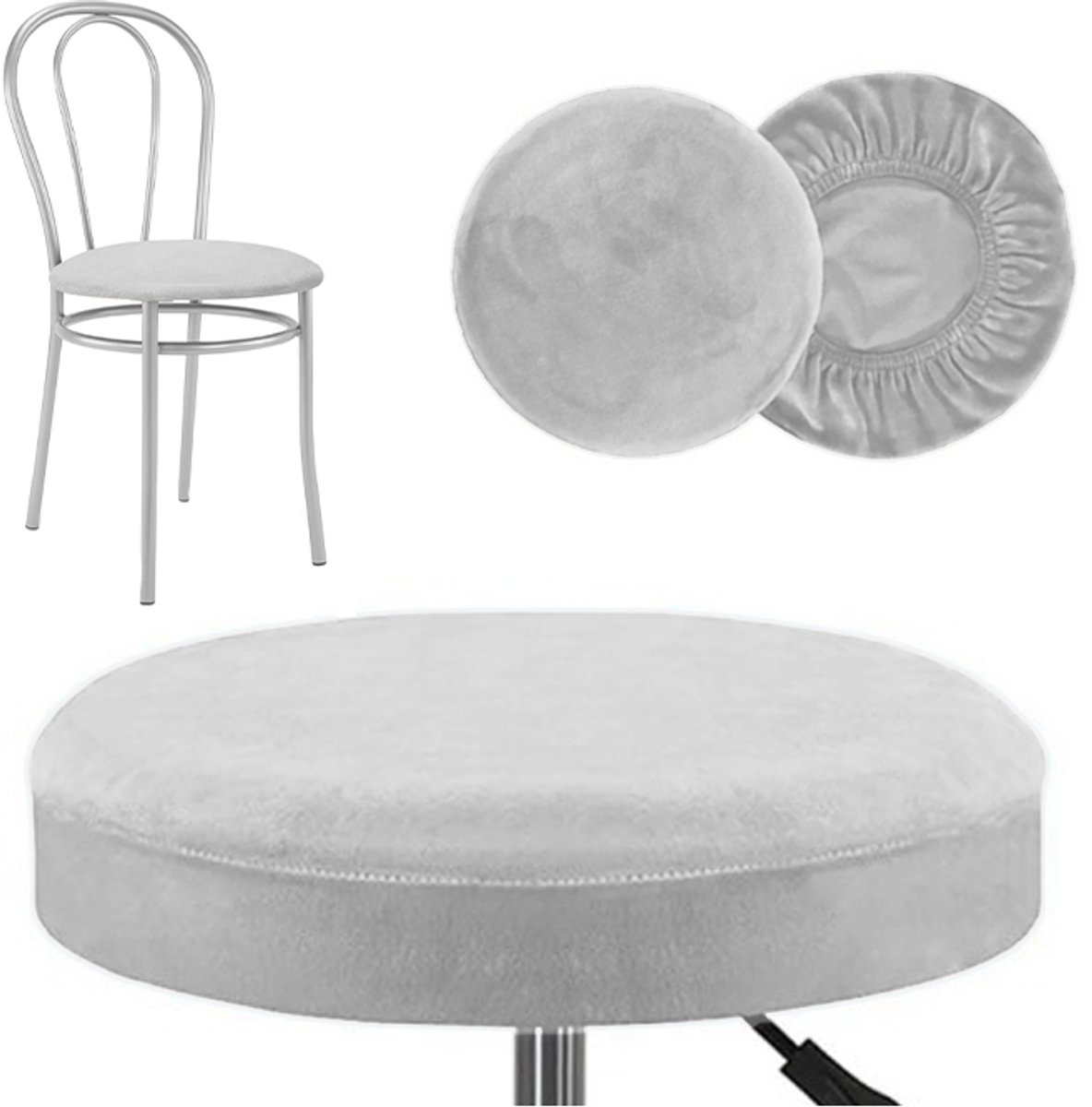Meble odNowa - Velours Stoelhoes - Rond - Lichtgrijs