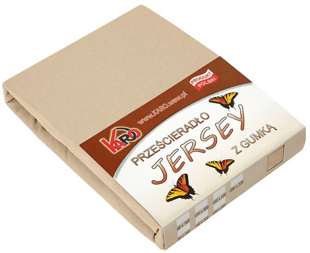 KARO 009 - Jersey Hoeslaken - 90x200 cm - Beige - 150g/m2