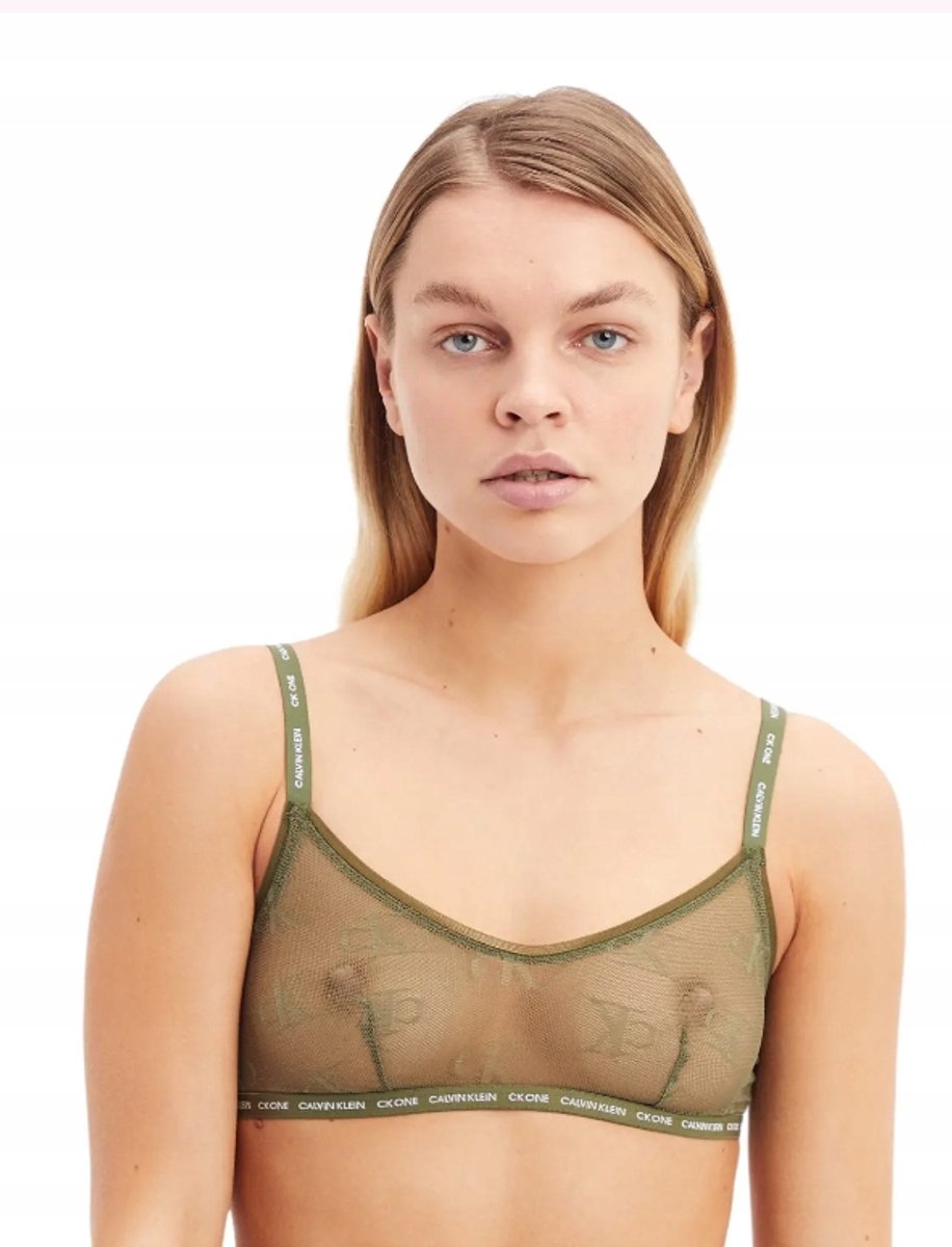Calvin Klein Khaki Mesh Beha - S - Logo - Dames