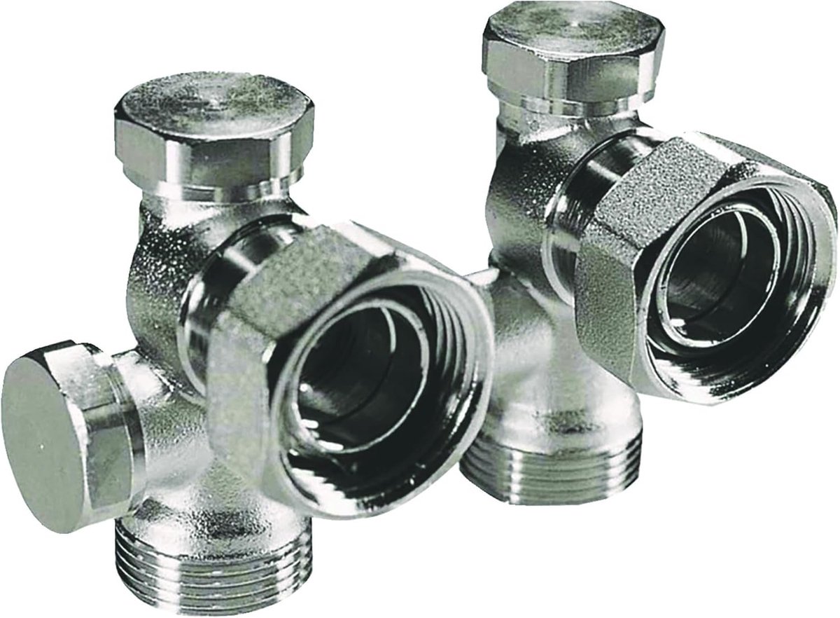 Radiator H-klep - Verwarming Accessoire - Centrale Verwarming - Geïntegreerde kranen - 50mm hartafstand - Grijs Zilver