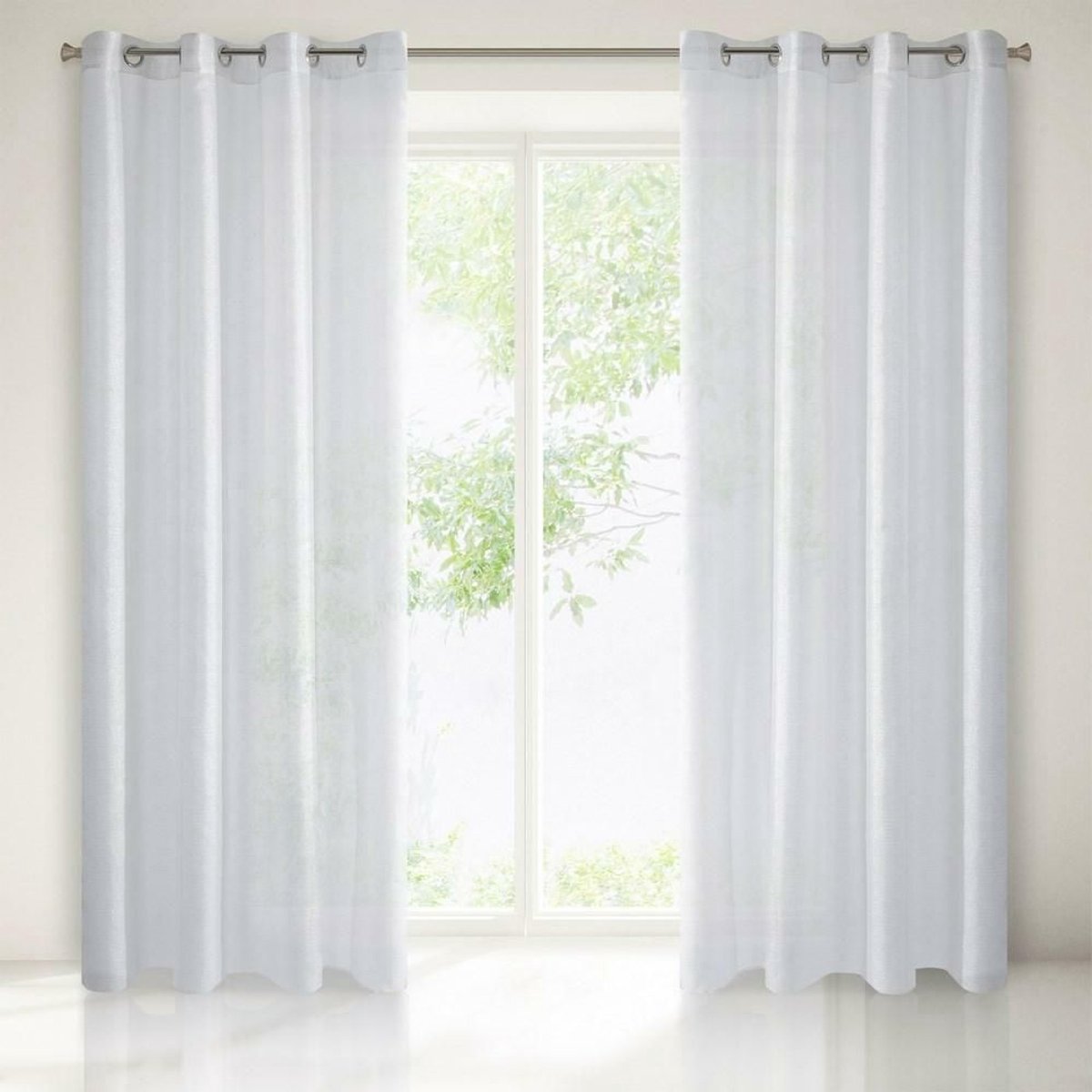 Eurofirany Arlona - Gordijn - 140x250 cm - Wit - Zilverdraad