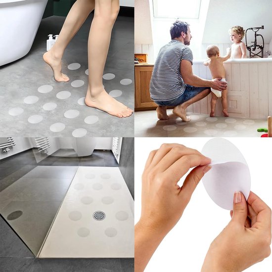 Antislip Badstickers - Veiligheidsstrips Douche - Voorkomt Uitglijden - Zelfklevend En Duurzaam - 10x10 cm - Transparant van Merkloos — afbeelding 4