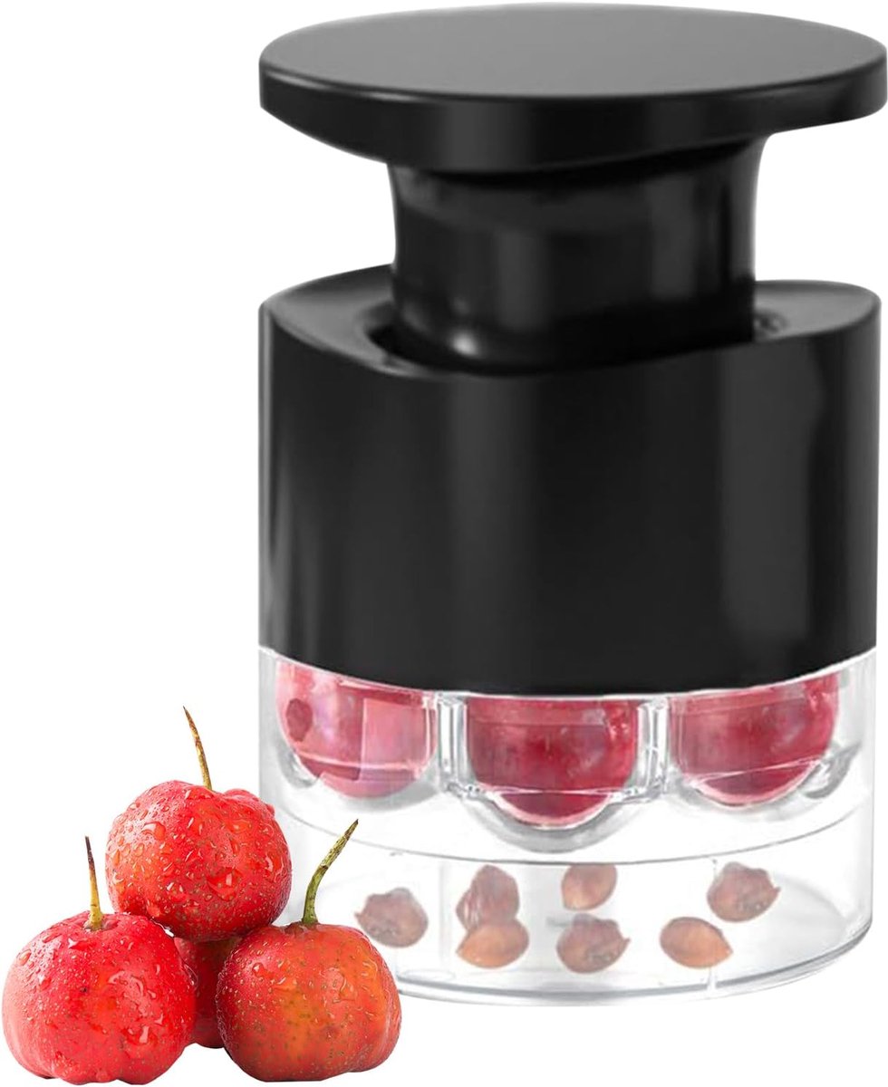 Kersen Ontpitter - Fruit Ontpitter - Vruchten Voorbereiden - 7 Gaten Capaciteit - Zwart