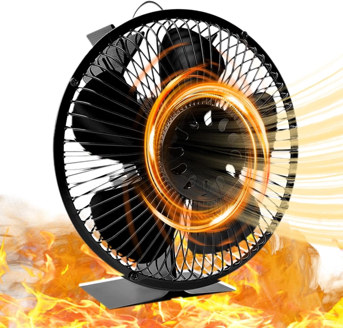 Houtkachel Ventilator - Haardventilator Stille - Warmteverspreiding Huis - Niet-Elektrisch Thermisch - 874 Inch Diameter - Zwart