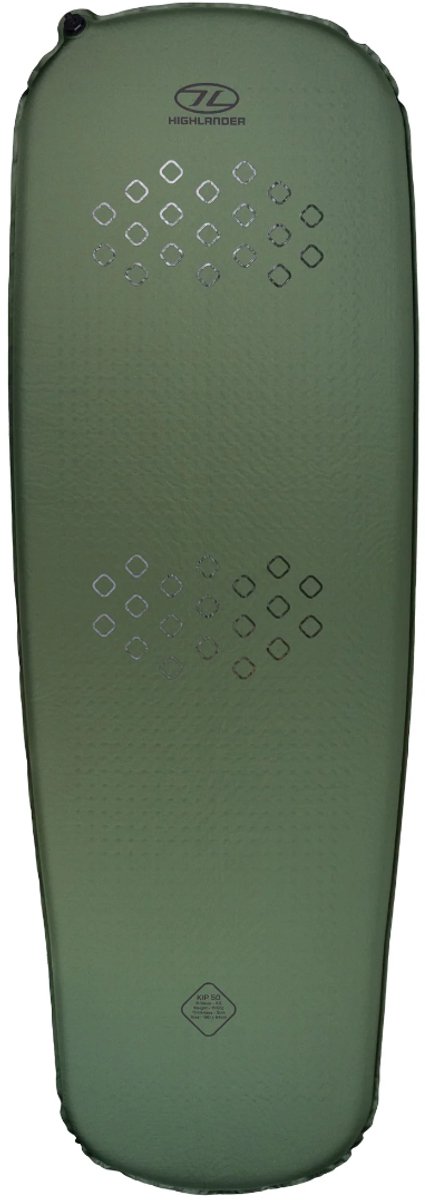 Highlander zelfopblaasbare slaapmat Kip Mat 50 mm - R-waarde 4.5 - Olijf Groen