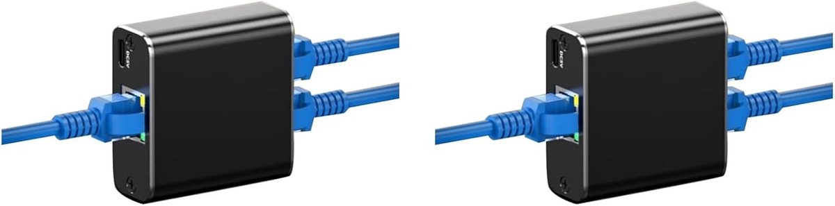 Ethernet Splitter - Netwerk Adapter - Internet Verlengen - 2 Poorten - Compact Formaat - Zwart