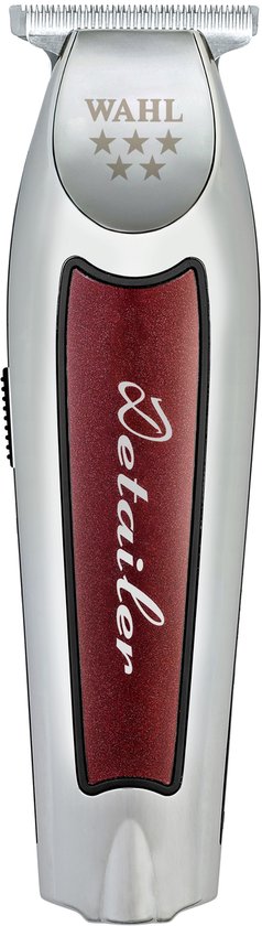 Chrome Wahl detailer tondeuse met bordeauxrood accent.