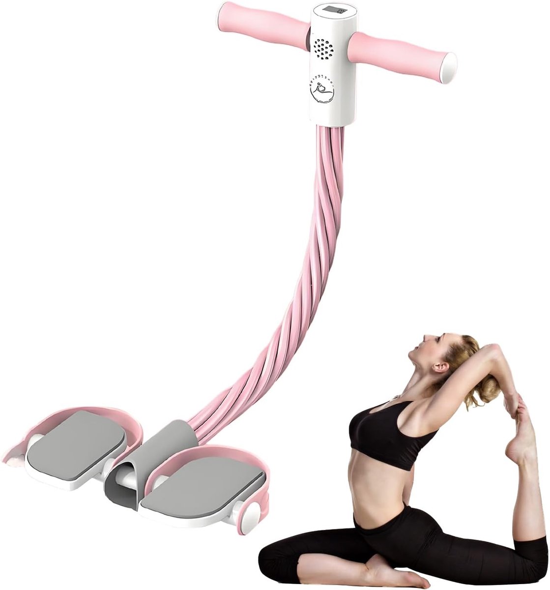 Fitness Pedaal Touw - Oefenband Set - Full Body Training - Verstelbare Weerstand - 27x15x10 cm - Roze