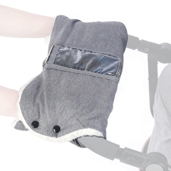 Kinderwagen Handwarmers - Wandelwagen Muts - Warm Blijven - Drukknop Bevestiging - 50 x 22.5 cm - Grijs — afbeelding 5