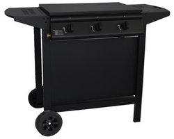 Gasbarbecue + bakplaat - GRILL GARDEN - Zwart - 3 branders - Met beschermkap - Piëzo-elektrische ontsteking