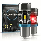 HaloVision Turbo LED BAY15D PY21W Fel Rood 30W - Krachtige Canbus Plug en Play Achterlicht en Remlicht LED Set van 2 Autolampen