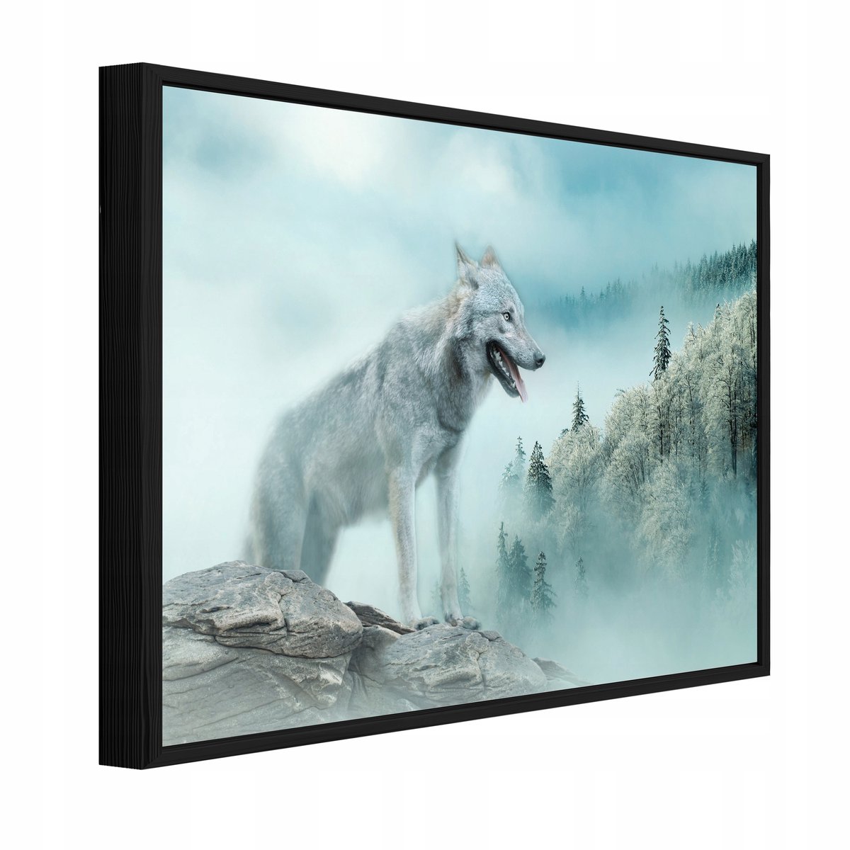 WALLARENA Schilderij op Canvas 100x70 cm + Schilderijlijst - Canvas schilderij - Wilk motif - Naar de slaapkamer, woonkamer - Op het doek Blauw