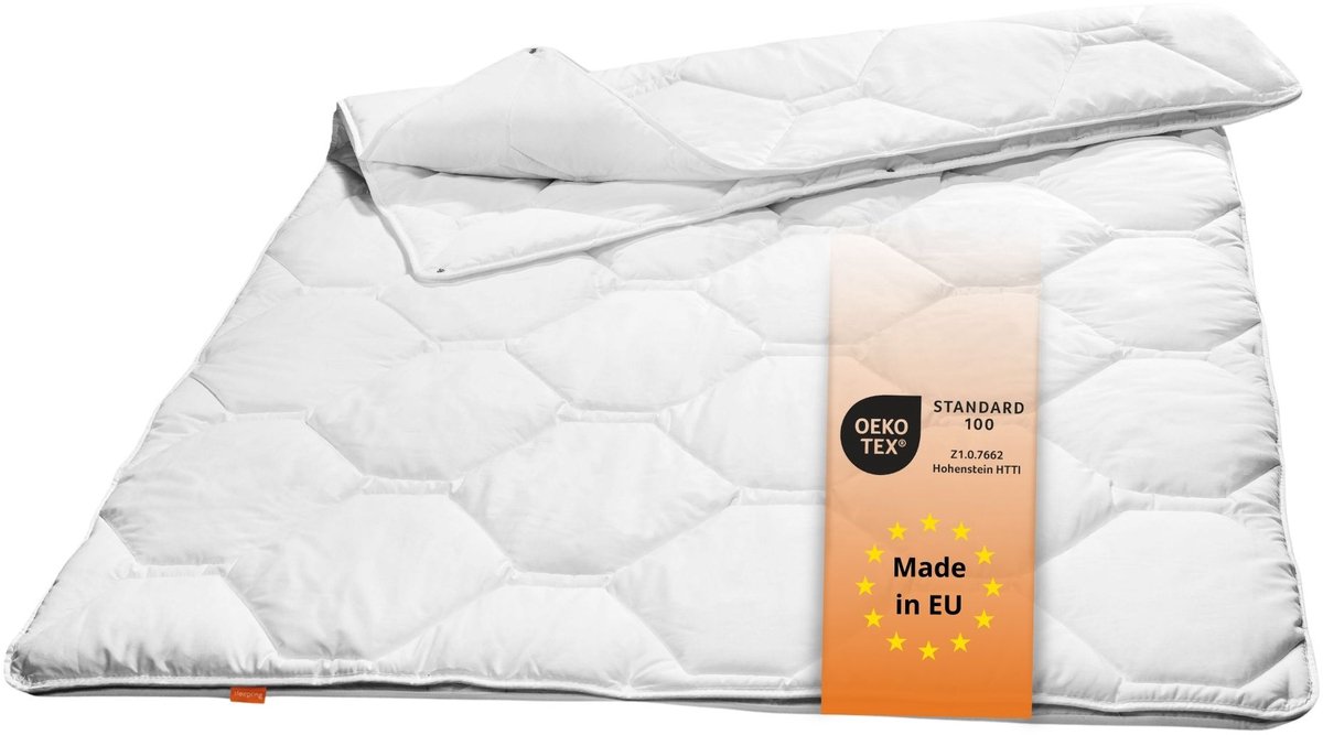 sleepling Komfort 300 dekbed - 4-seizoenen dekbed 155x220 cm - hoes van 100% katoen - als vierseizoenen dekbed of tweelaags dekbed met drukknopen - Made in EU - 155 x 220 cm - wit