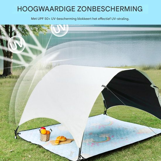 Strandtent - Zonnescherm hut - Strand en buiten - Snelle opzet - 200x150cm uitgevouwen — afbeelding 4