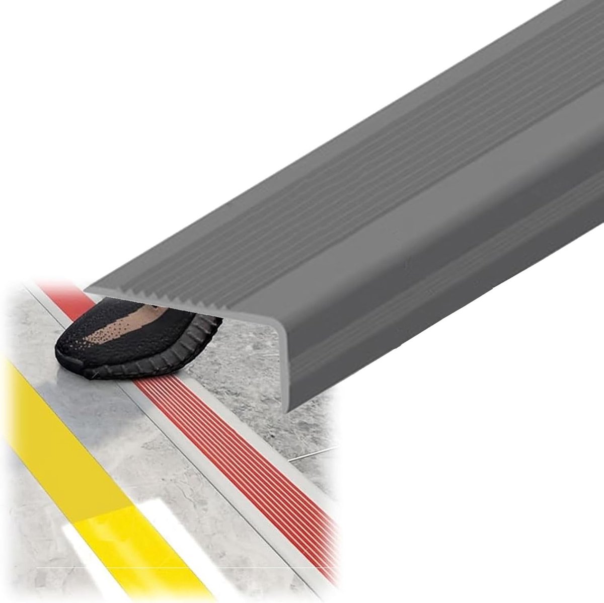 Trapneus Randafwerking - PVC Trapstrip - Antislip Trappen - L-vormige Bescherming - 31496 inch - Grijs