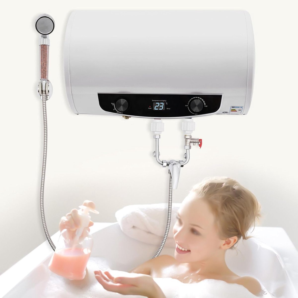 Elektrische boiler - Waterverwarmer - Warm water voorziening - Volautomatische bediening - 50 liter - Wit