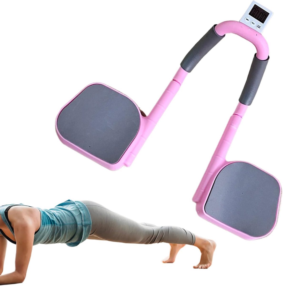 Abdominale Oefenapparaat - Core Trainer - Thuis Spiertraining - Met Geïntegreerde Timer - 28x20x10cm Pakket - Roze