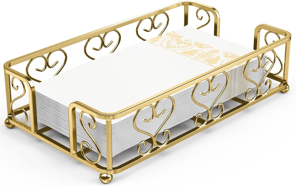 Servethouder - Gastendoek houder - Elegante tafel - Gietijzeren constructie - 23x14x6cm - Goud