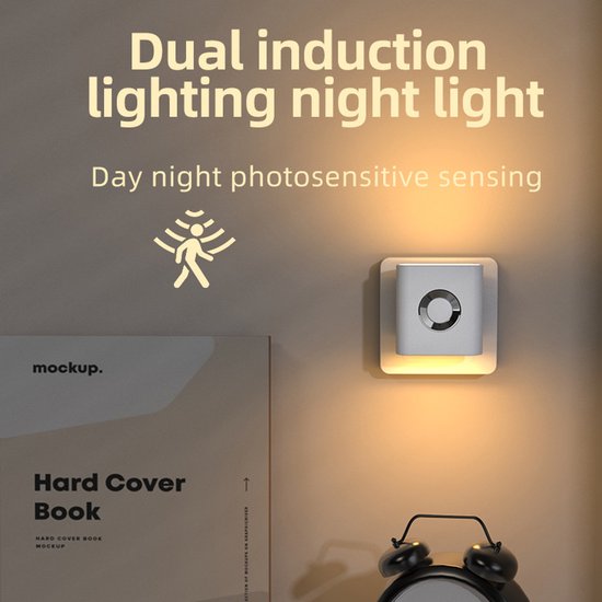 Bewegingssensor Nachtlampje - Stopcontact Model - Warm Wit Licht - Auto Aan/Uit - Slaapkamer - Gang - Kast - 0.7W - ABS - 100000 Uur Levensduur