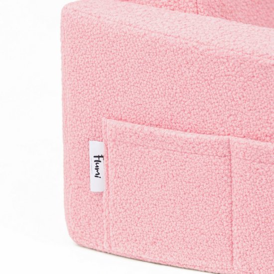 Flumi - 2 in 1 Uitschuifbare Kinderfauteuil - Schuimconstructie - Afneembare Wasbare Hoes - Teddy Stof - Met Zijvakken - Roze van Merkloos — afbeelding 3