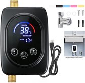 Doorstroomverwarmer Elektrisch - 3800W 220V - Met Touchscreen - 50°C Max - Onderbouw Ontwerp - Voor Keuken en Camper - EU Stekker - Zwart