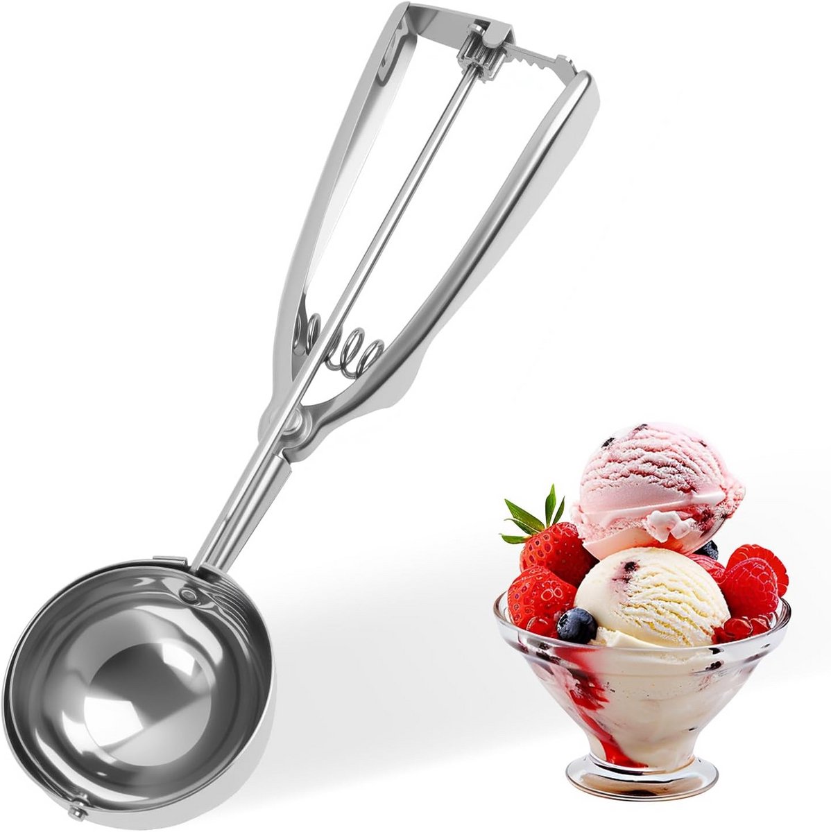 RVS IJsschep met Ontspanner voor Koekjesdeeg, Puree en Meloenballen