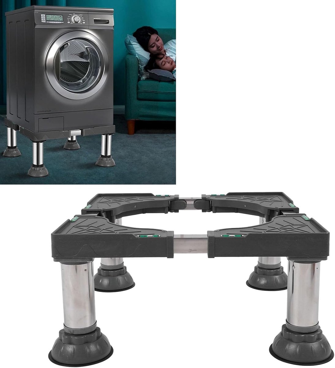 Wasmachine Onderstel - Apparaat Verhoger - Vloer Reinigen - Verstelbaar & Stabiel - 40-65cm Breed 21-24cm Hoog