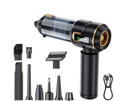 Sander Shop mini stofzuiger Handstofzuiger accu 4-in-1 met lcd-display, autostofzuiger sterk 16000PA draadloos, 3-standen, 80000 omw/min, mini-stofzuiger met scherm, voor auto, keuken, pc, bank, kantoor, huis en