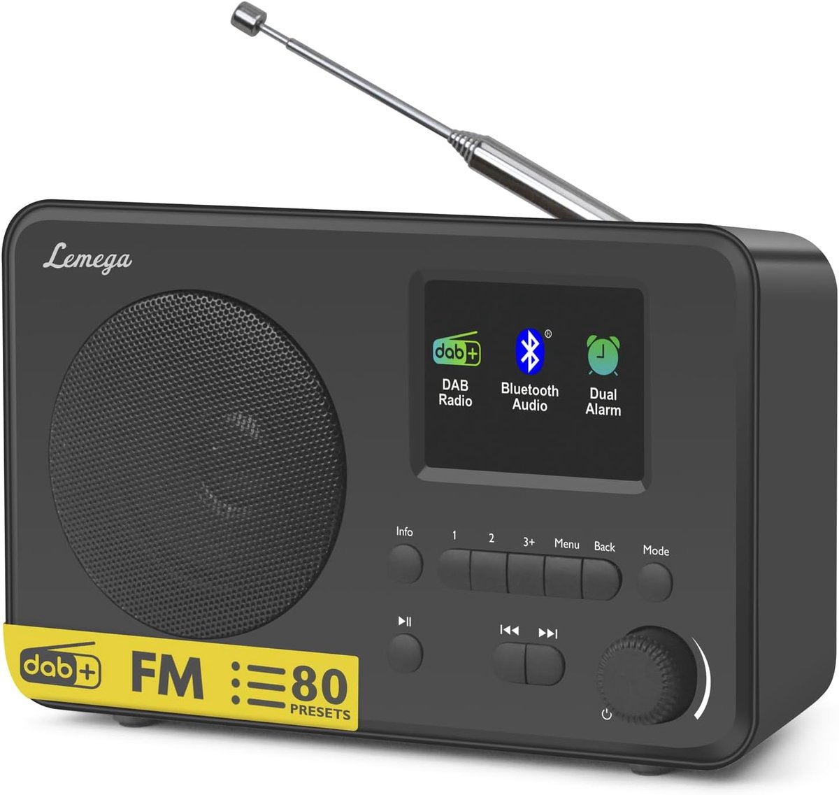 Digitale Radio - DAB FM - Muziek Luisteren - Draagbaar Kleurenscherm - 17.5 x 10.5 cm - Zwart
