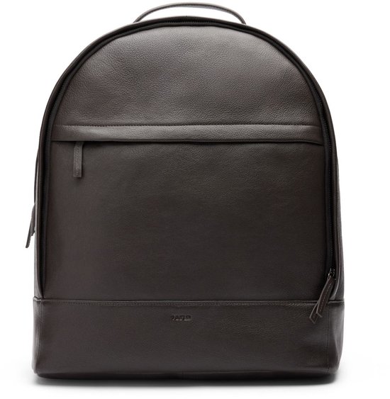 Manfield Bruine Leren Unisex Rugzak Met Ritssluiting - Maat Onesize
