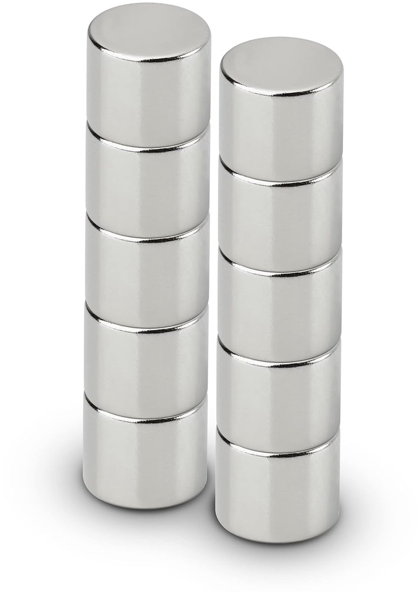 Pack van 10 Neodymium Magneten Krachtige Zilveren Schijven 10x10 mm