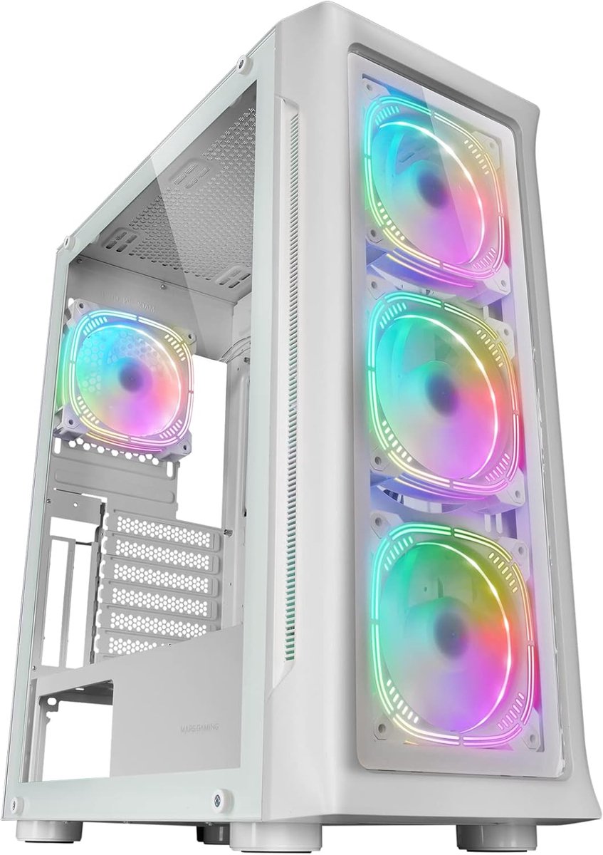 Gaming behuizing MC-NEO witte XXL E-ATX met getemperd glas en 4x ARGB 120mm fans